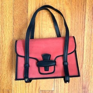 Lefcort Accordion Style Coral Suede and Leather Handpurse